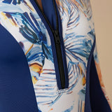 TropiWave | Long Sleeve Zip Front Tropical One Piece Swimsuit