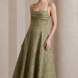 Sage Élodie | Jacquard Wedding Guest Maxi Dress