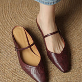 Virelia | Leather Mary Jane Mules Refined Pointed Comfort