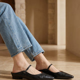 Virelia | Leather Mary Jane Mules Refined Pointed Comfort
