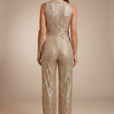 Isabella | Sequin Belted Evening Jumpsuit