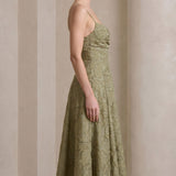 Sage Élodie | Jacquard Wedding Guest Maxi Dress