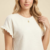 Aroa Vivienne | Ruffle Sleeve Textured T Shirt