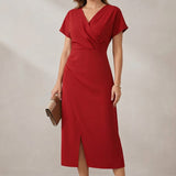 Almira | Casual V Neck Midi Dress