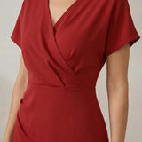 Almira | Casual V Neck Midi Dress