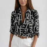 Azura | Graphic Print Button Up Shirt Structured Statement Style