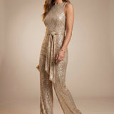 Isabella | Sequin Belted Evening Jumpsuit