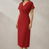 Almira | Casual V Neck Midi Dress