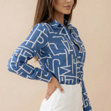 Azura | Graphic Print Button Up Shirt Structured Statement Style