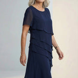 Elarisse | Ruffle Midi Dress Flowing Timeless Comfort Elegance