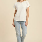 Aroa Vivienne | Ruffle Sleeve Textured T Shirt