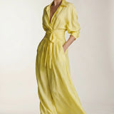 Goldie Soleil | Tie Waist Linen Blend Maxi Dress