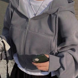 Neutral Ease | Cropped Zip Up Hoodie with Relaxed Fit