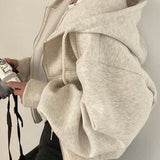 Neutral Ease | Cropped Zip Up Hoodie with Relaxed Fit