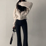 Neutral Ease | Cropped Zip Up Hoodie with Relaxed Fit