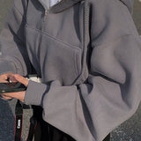 Neutral Ease | Cropped Zip Up Hoodie with Relaxed Fit