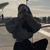 Neutral Ease | Cropped Zip Up Hoodie with Relaxed Fit