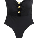 Mermaid | Bandeau Ring Cutout High Leg One Piece Swimsuit