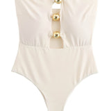 Mermaid | Bandeau Ring Cutout High Leg One Piece Swimsuit