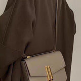 Obsidian Form | Structured Black Leather Shoulder Bag with Gold Clasp