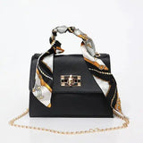 Maravelle | Leather Handbag with Silk Scarf Handle