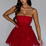Roxanne | Red Sparkle Corset Mini Dress