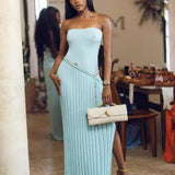 Azélie Riviera | Pleated Strapless Maxi Summer Dress