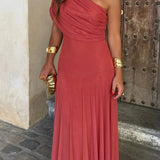 Seraphine Lumière | Pleated One Shoulder Maxi Summer Dress