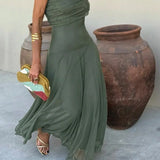 Seraphine Lumière | Pleated One Shoulder Maxi Summer Dress