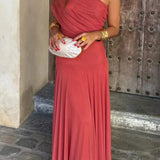 Seraphine Lumière | Pleated One Shoulder Maxi Summer Dress