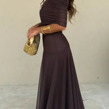Seraphine Lumière | Pleated One Shoulder Maxi Summer Dress