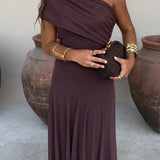 Seraphine Lumière | Pleated One Shoulder Maxi Summer Dress