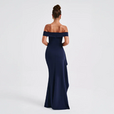 Veloura Muse | Off Shoulder Slit Maxi Wedding Guest Dress