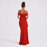 Veloura Muse | Off Shoulder Slit Maxi Wedding Guest Dress