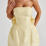 Belle Rosé | Strapless Jacquard Bow Mini Wedding Guest Dress