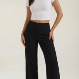 Dominique | Wide Leg Trousers High Waist Front Pleats