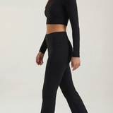 Monvera | Two Piece Bodysuit Set Long Sleeve Top Wide Leg Pants