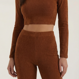 Monvera | Two Piece Bodysuit Set Long Sleeve Top Wide Leg Pants