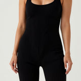 Velnira | Ribbed Square Neck Short Jumpsuit Wide Straps