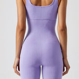 Velnira | Ribbed Square Neck Short Jumpsuit Wide Straps