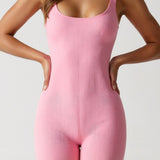 Velnira | Ribbed Square Neck Short Jumpsuit Wide Straps