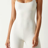 Velnira | Ribbed Square Neck Short Jumpsuit Wide Straps