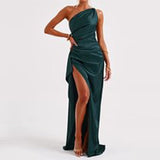 Thea | One-Shoulder Satin Evening Dress