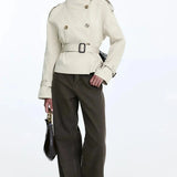 Élodor | Belted High Collar Trench Coat