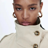 Élodor | Belted High Collar Trench Coat