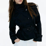 Élodor | Belted High Collar Trench Coat