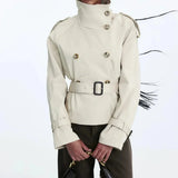 Élodor | Belted High Collar Trench Coat