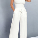 Victoria | Off Shoulder Wide Leg Jumpsuit