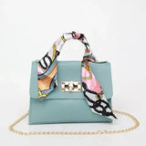 Maravelle | Leather Handbag with Silk Scarf Handle