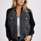 Maëlle Arden | Contrast Sleeve Denim Jacket